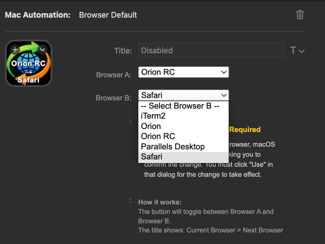 Browser Default Configuration