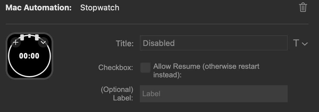 Stopwatch Configuration